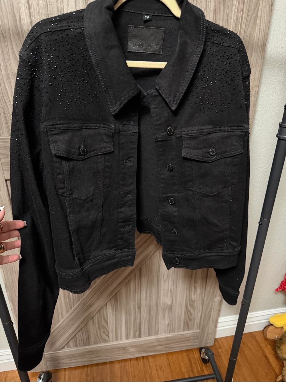 Judy Blue 1XL Black Rhinestone Denim Jacket